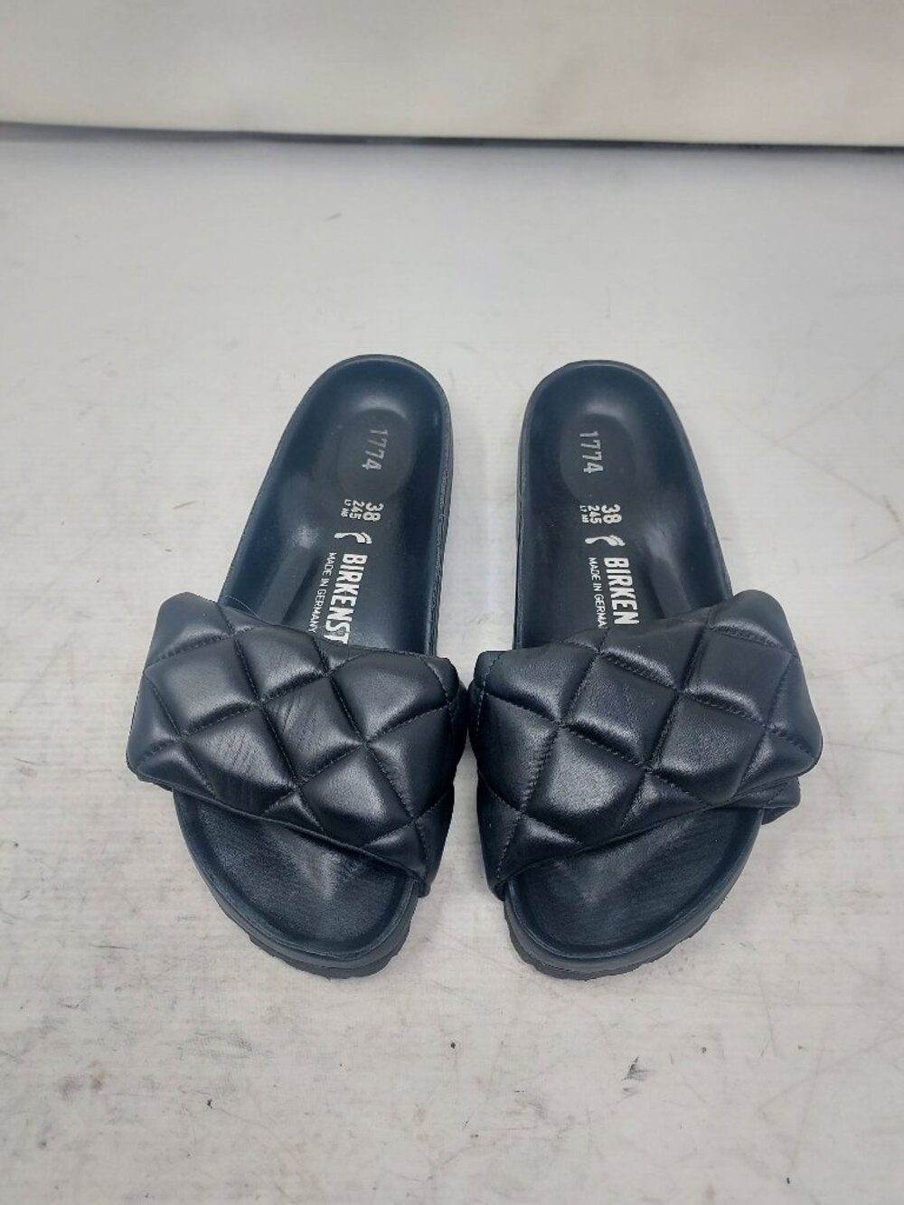 Birkenstock 1774 III Sylt Black Quilted Slide Leather Sandal